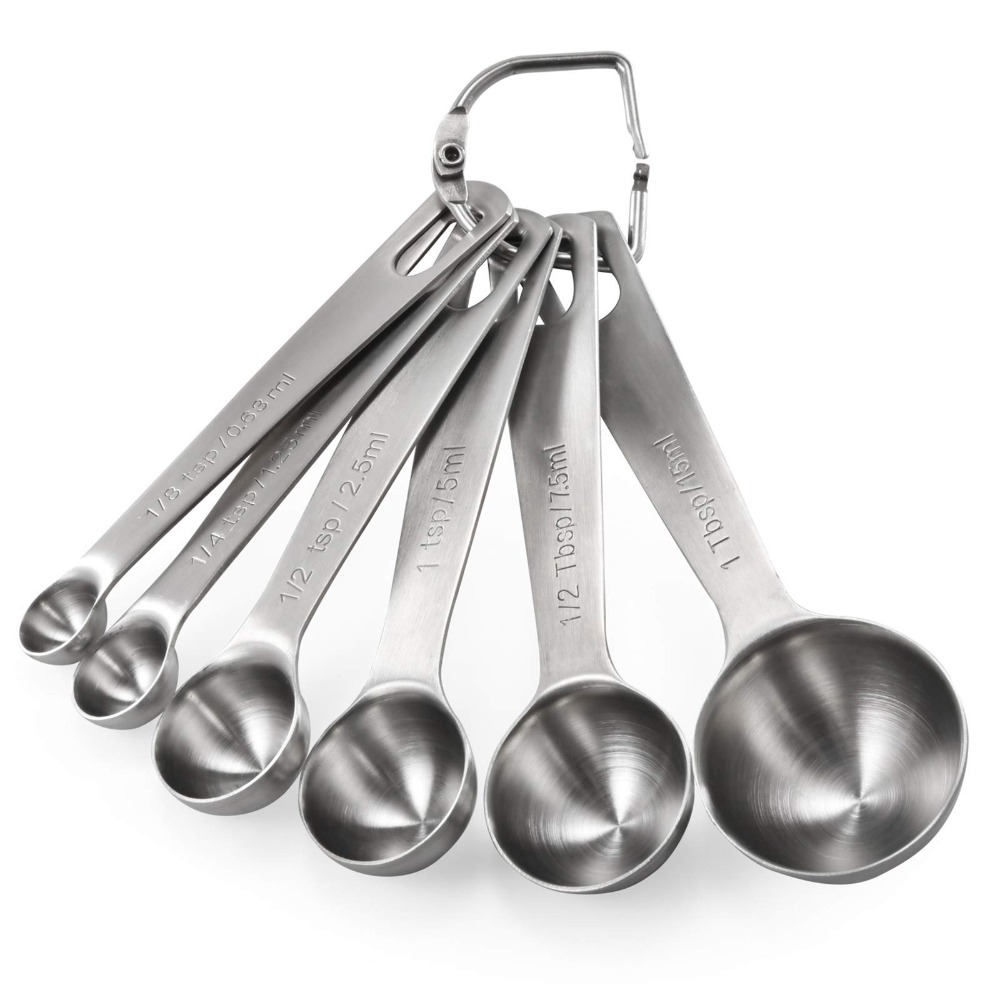 Home Cooking Set - ชุดช้อนตวงสแตนเลสเกรดอาหาร 6 ชิ้น/ชุด ป้องกันรอยขีดข่วน สำหรับตวงน้ำตาล กาแฟ