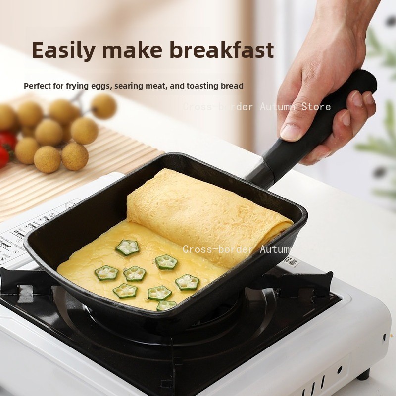 กระทะเหล็กหล่อทรงสี่เหลี่ยมแบบ - Home Cooking Egg Roll บทวิจารณ์และราคา